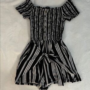 Stylish Black and White Striped Kids One Piece